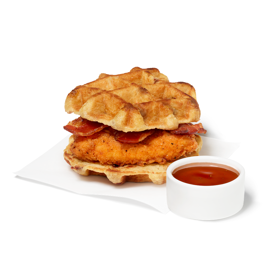 Chicken & Waffles Breakfast Sandwich w/ Spicy Filet