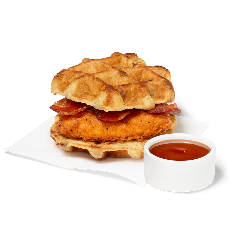 Chicken & Waffles Breakfast Sandwich w/ Spicy Filet