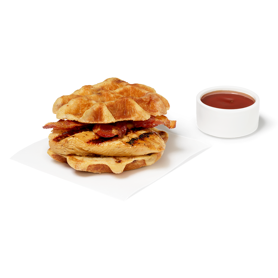 Chicken & Waffles Breakfast Sandwich w/ Grilled Filet